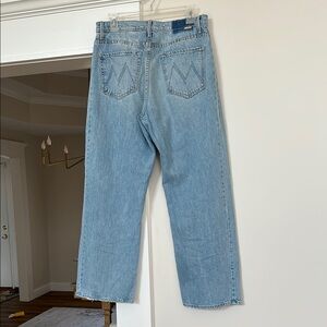 Mother denim sz 29 wide leg barrel leg the half pipe flood wash material girl